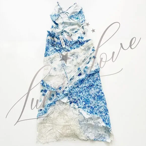 FOR LOVE & LEMONS Rosalyn Maxi Dress in Blue (size S) NWT - Picture 7 of 10